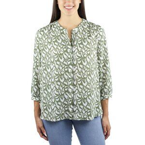 Jachs Girlfriend Ladies' Printed 3/4 Sleeve Blouse with Hidden Button Closure